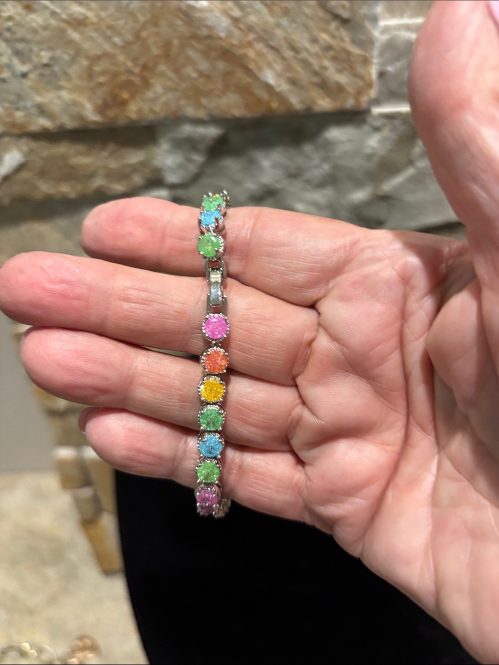 Multicolor Crystal Flower & LV Skittle Charm Bracelet Set - Picture 6 of 6